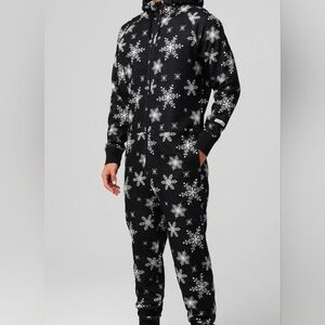 M Tall Cozy fleece hooded onesie - fabletics NWT